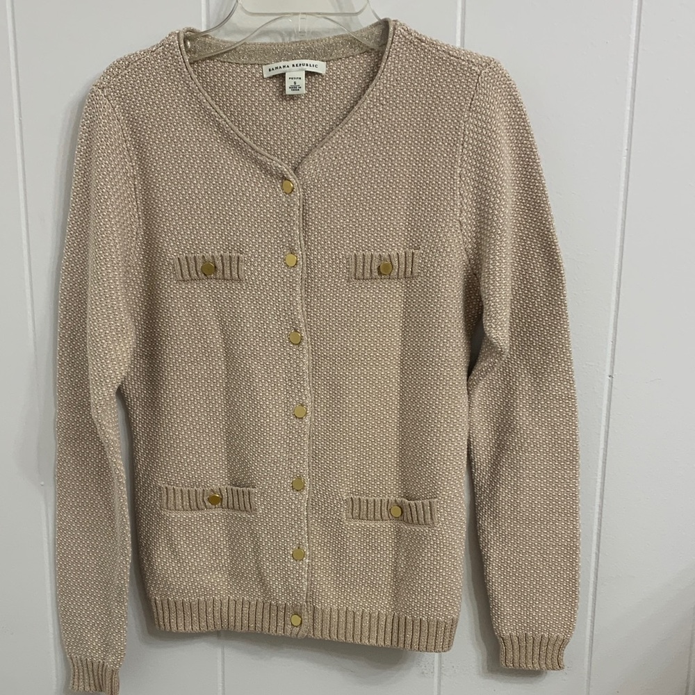 Banana Republic Beige Cardigan with Gold Buttons